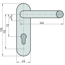 BASI Trbeschlag ZT FS 2150 Drcker-Garnitur Kurzschild rund Typ 7529-0200