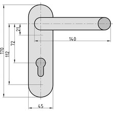BASI Trbeschlag ZT FS 2100 Drcker-Garnitur Kurzschild rund Typ 7519-0501