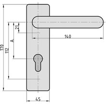 BASI Trbeschlag ZT FS 2100 Drcker-Garnitur Kurzschild eckig Typ 7521-0501
