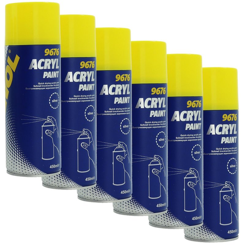 6x Lackspray 450 ml Silber Typ 9676