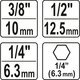 Steckschlüssel Adapter 3 tlg. HEX Schaft 1|2" 1|4?"3|8" YT-04685