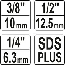 Steckschlssel Adapter 3 tlg. SDS- Plus Schaft 1|2? 1|4? 3|8? YT-04686