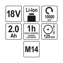 Akku- Winkelschleifer 18 Volt Li-Ion YT-82826