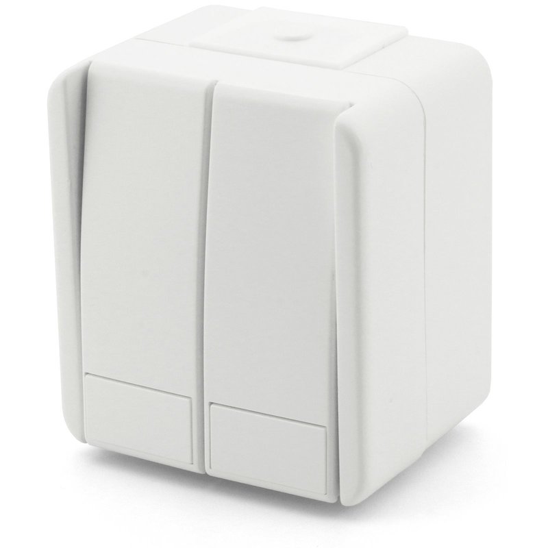 Doppel Schalter 1-Polig wei IP44 10AX 250V SF50PW