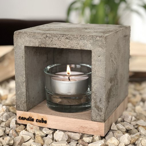 candle cube Teelicht Tisch Kamin Beton mit gr. Teelicht