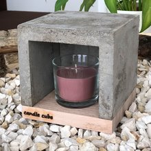 candle cube Teelicht Tisch Kamin Beton mit Duftkerze Sandalwood