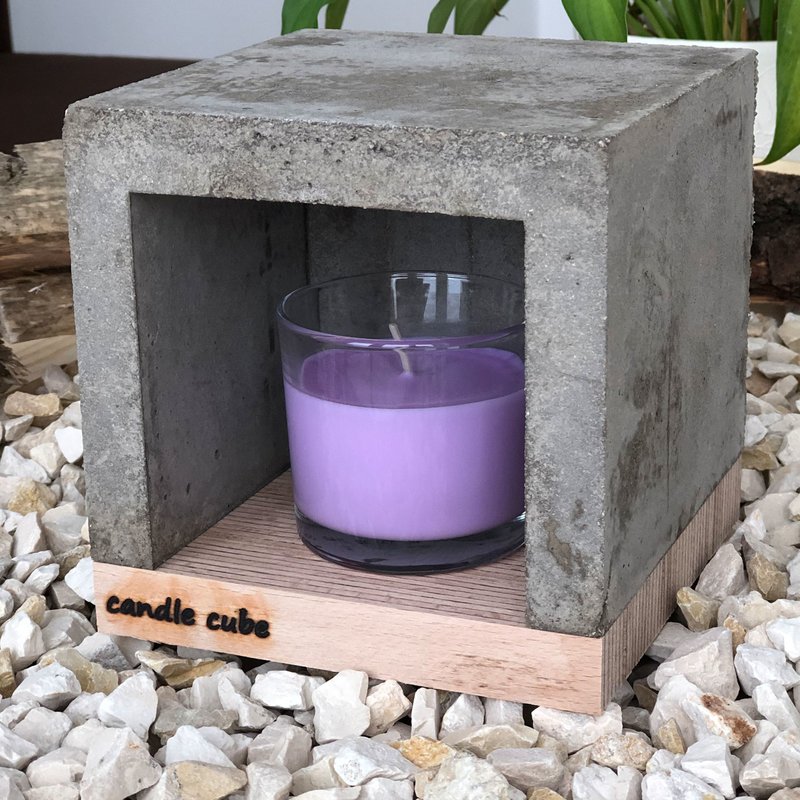 candle cube Teelicht Tisch Kamin Beton mit Duftkerze Lavender Fields