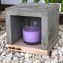 candle cube Teelicht Tisch Kamin Beton mit Duftkerze Lavender Fields