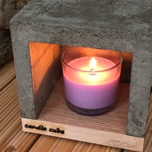 candle cube Teelicht Tisch Kamin Beton mit Duftkerze Lavender Fields
