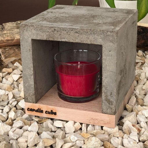 candle cube© Teelicht Tisch Kamin Beton mit Duftkerze Wild Berries