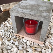 candle cube Teelicht Tisch Kamin Beton mit Duftkerze Wild Berries