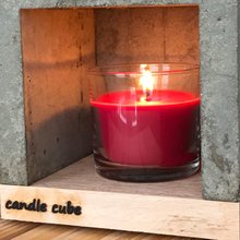 candle cube Teelicht Tisch Kamin Beton mit Duftkerze Strawberry Love
