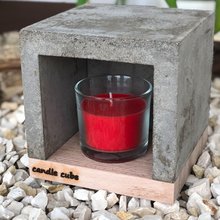 candle cube Teelicht Tisch Kamin Beton mit Duftkerze Strawberry Love