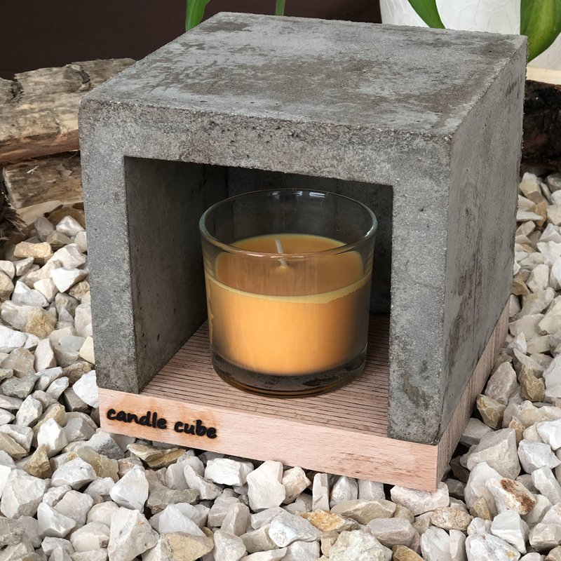 candle cube Teelicht Tisch Kamin Beton mit Duftkerze Exotic Fruits