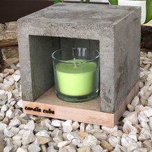 candle cube Teelicht Tisch Kamin Beton mit Duftkerze Juicy Apple