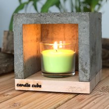 candle cube Teelicht Tisch Kamin Beton mit Duftkerze Juicy Apple