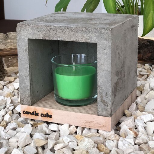 candle cube© Teelicht Tisch Kamin Beton mit Duftkerze Flower Garden