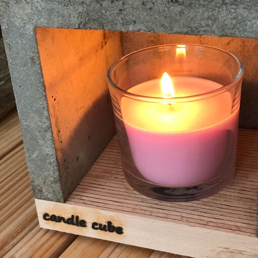 candle cube© Teelicht Tisch Kamin Beton mit Duftkerze English Rose