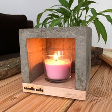 candle cube Teelicht Tisch Kamin Beton mit Duftkerze English Rose