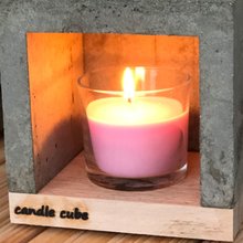 candle cube© Teelicht Tisch Kamin Beton mit Duftkerze English Rose