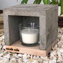 candle cube Teelicht Tisch Kamin Beton mit Duftkerze Soft Cotton