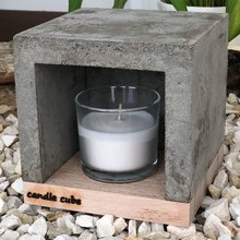 candle cube Teelicht Tisch Kamin Beton mit Duftkerze Coconut Island