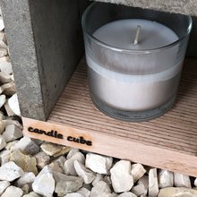 candle cube Teelicht Tisch Kamin Beton mit Duftkerze Coconut Island