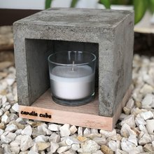 candle cube Teelicht Tisch Kamin Beton mit Duftkerze Coconut Island