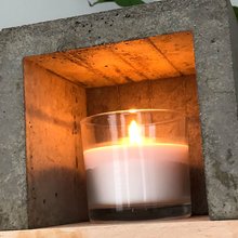 candle cube Teelicht Tisch Kamin Beton mit Duftkerze Coconut Island
