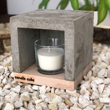 candle cube© Teelicht Tisch Kamin Beton mit Duftkerze Soft Creme