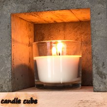 candle cube Teelicht Tisch Kamin Beton mit Duftkerze Soft Creme