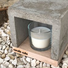 candle cube© Teelicht Tisch Kamin Beton mit Duftkerze Soft Creme
