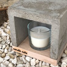 candle cube Teelicht Tisch Kamin Beton mit Duftkerze Soft Creme