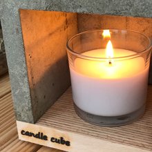 candle cube Teelicht Tisch Kamin Beton mit Duftkerze Soft Creme