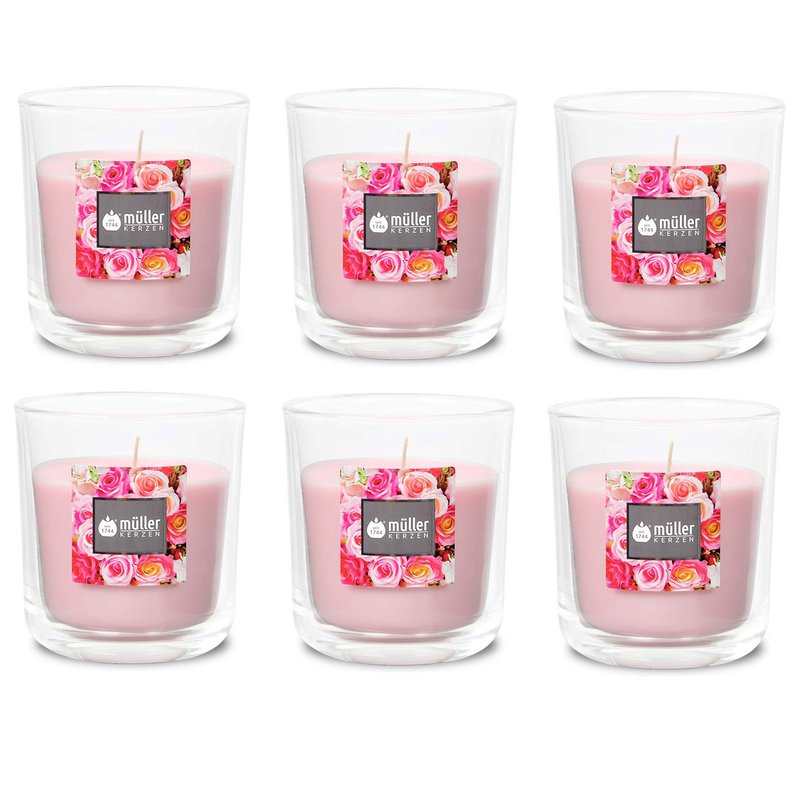 Duft-Kerzenglas 65/70 mm Set 6 Stk. English Rose