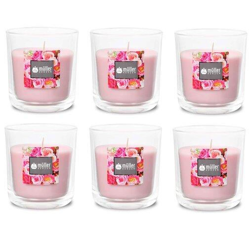 Duft-Kerzenglas 65/70 mm Set 6 Stk. English Rose