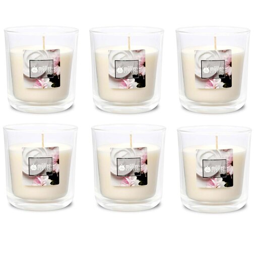 Duft-Kerzenglas 65/70 mm Set 6 Stk. Soft Creme
