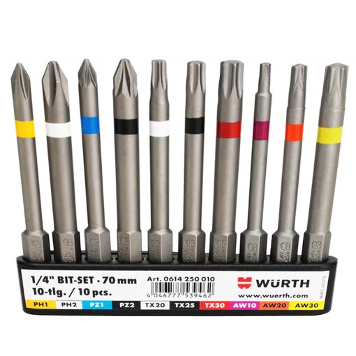 Wrth Bit-Sortiment 70 mm 1/4 Zoll mit Grtelclip...