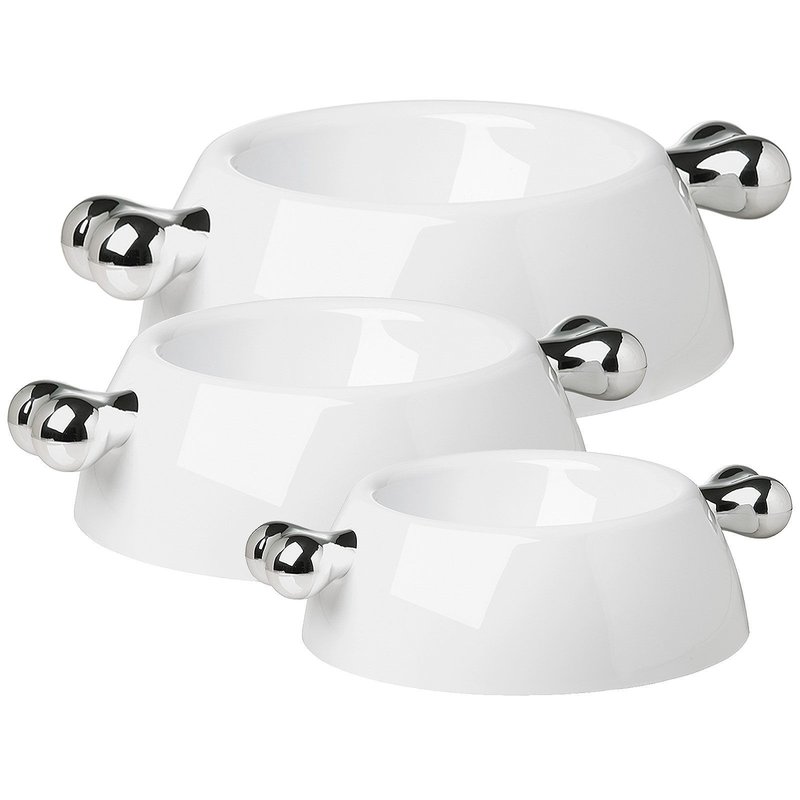 BELLOMANIA Hundenapf Atrium Classic weiss / silber Gr. M Typ A-CPW-M