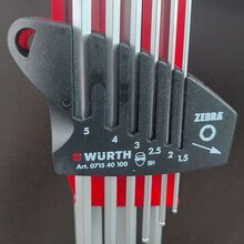 W�rth Zebra Winkelschraubendreher-Satz Innensechskant Kugelkopf 1,5-10mm 071540100