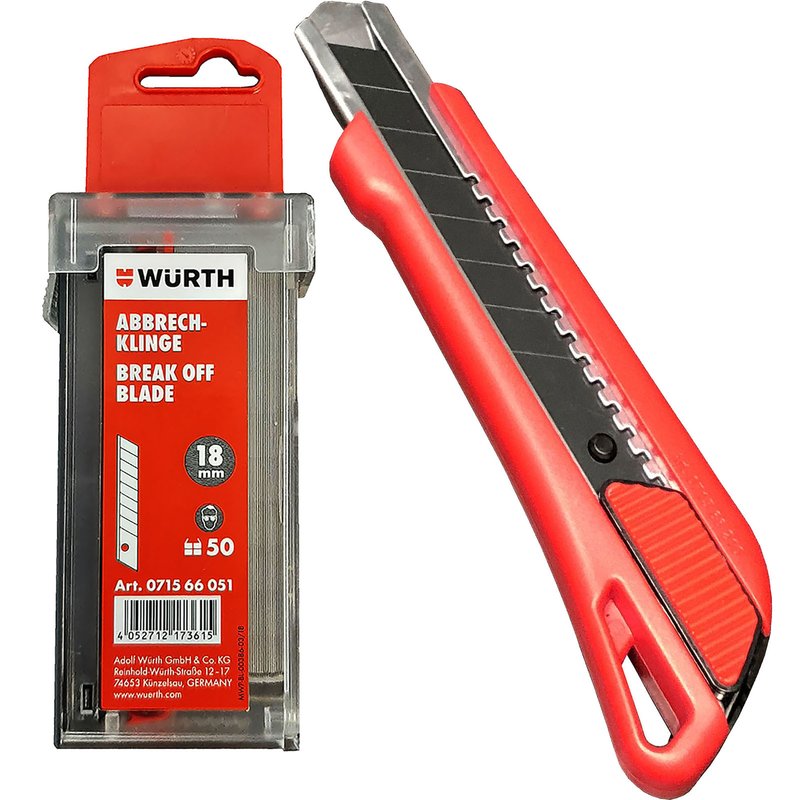 Wrth 1 x 1K Cutter Messer mit Schieber 18mm + 1 x 50 Wrth Klingen im Spender