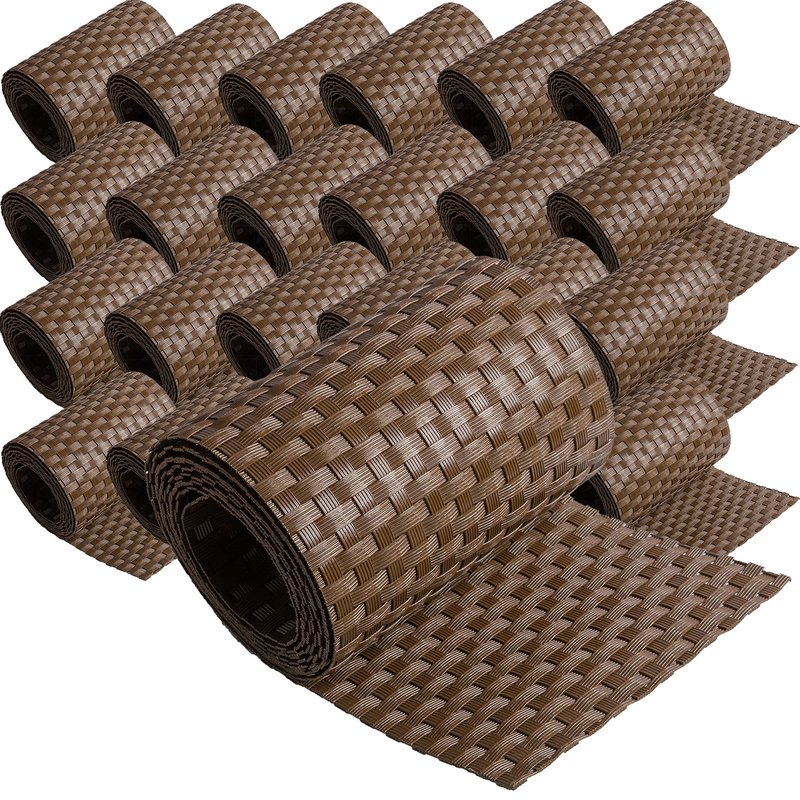 ECI  Poly-Rattan Sichtschutzstreifen fr Doppelstabzaun 19 | 255cm Braun RD01 25 Rollen