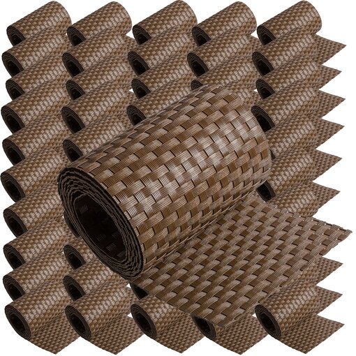 ECI © Poly-Rattan Sichtschutzstreifen für Doppelstabzaun 19 | 255cm Braun RD01 50 Rollen