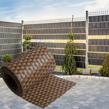 ECI  Poly-Rattan Sichtschutzstreifen fr Doppelstabzaun 19 | 255cm Braun RD01 50 Rollen