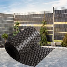 ECI  Poly-Rattan Sichtschutzstreifen fr Doppelstabzaun 19 | 255cm Dunkel Braun RD02 1 Rolle