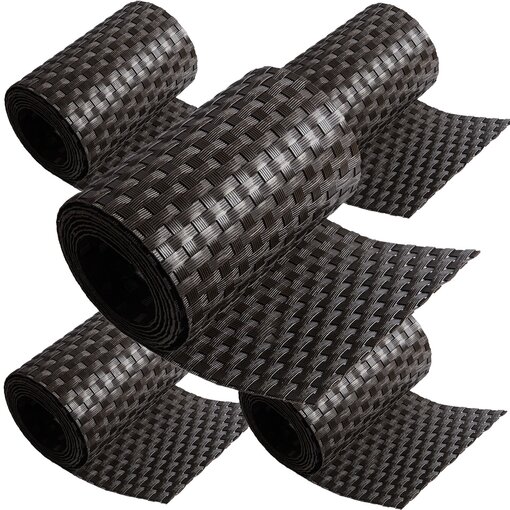 ECI © Poly-Rattan Sichtschutzstreifen für Doppelstabzaun 19 | 255cm Dunkel Braun RD02 5 Rollen