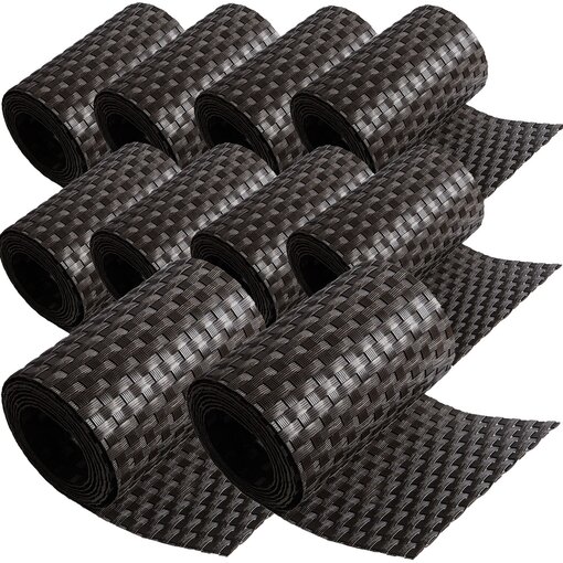 ECI © Poly-Rattan Sichtschutzstreifen für Doppelstabzaun 19 | 255cm Dunkel Braun RD02 10 Rollen