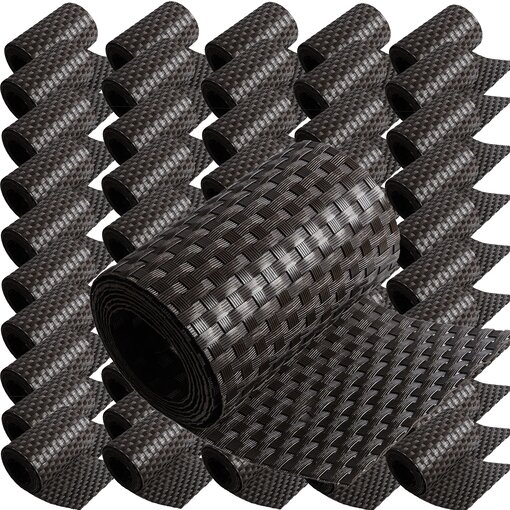 ECI © Poly-Rattan Sichtschutzstreifen für Doppelstabzaun 19 | 255cm Dunkel Braun RD02 50 Rollen