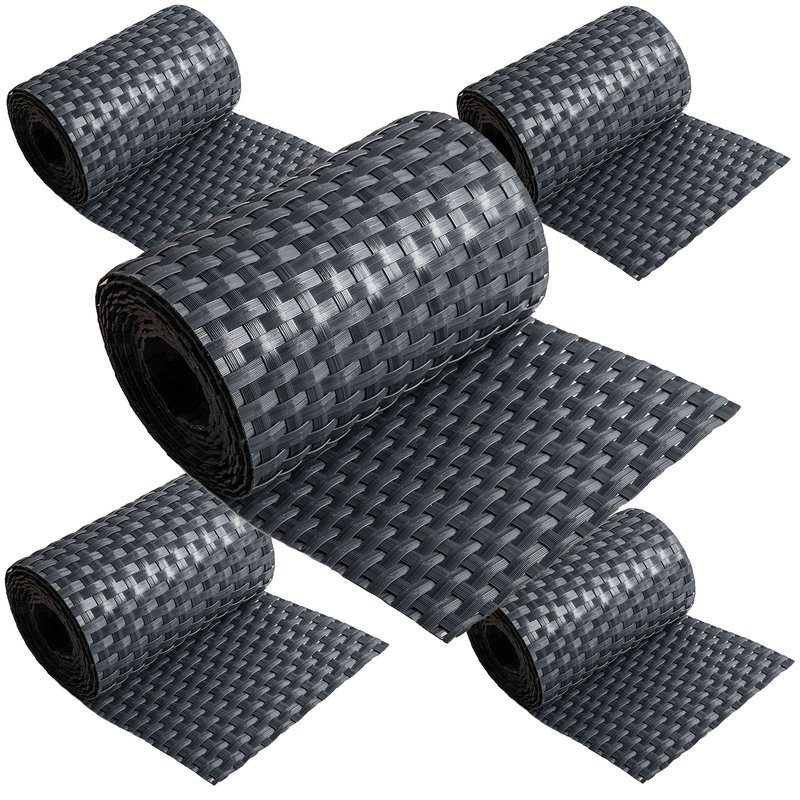 ECI  Poly-Rattan Sichtschutzstreifen fr Doppelstabzaun 19 | 255cm Anthrazit RD03 5 Rollen