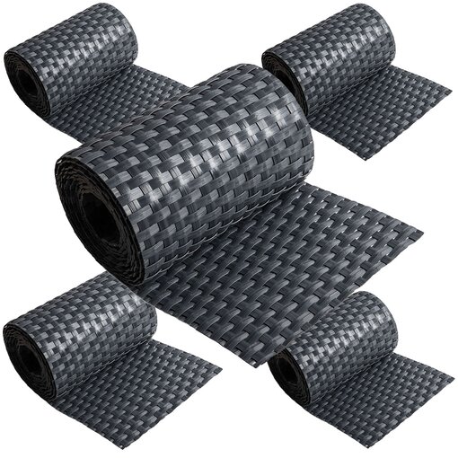 ECI © Poly-Rattan Sichtschutzstreifen für Doppelstabzaun 19 | 255cm Anthrazit RD03 5 Rollen